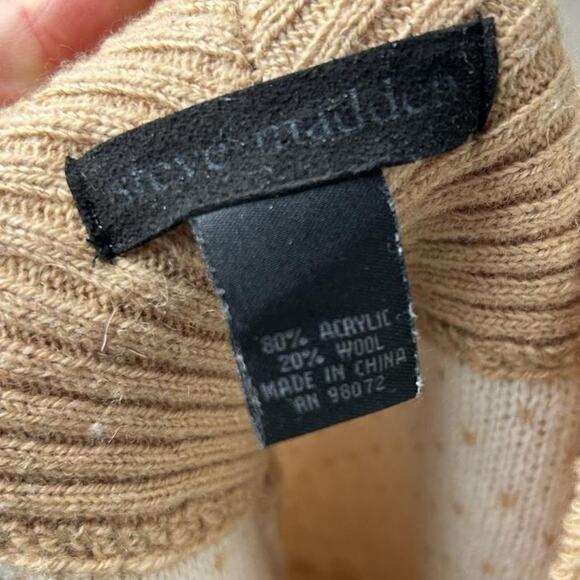 Vintage Y2K Steve Madden Reindeer Holiday Pattern Fringe Poncho Wool Blend - Picture 6 of 6